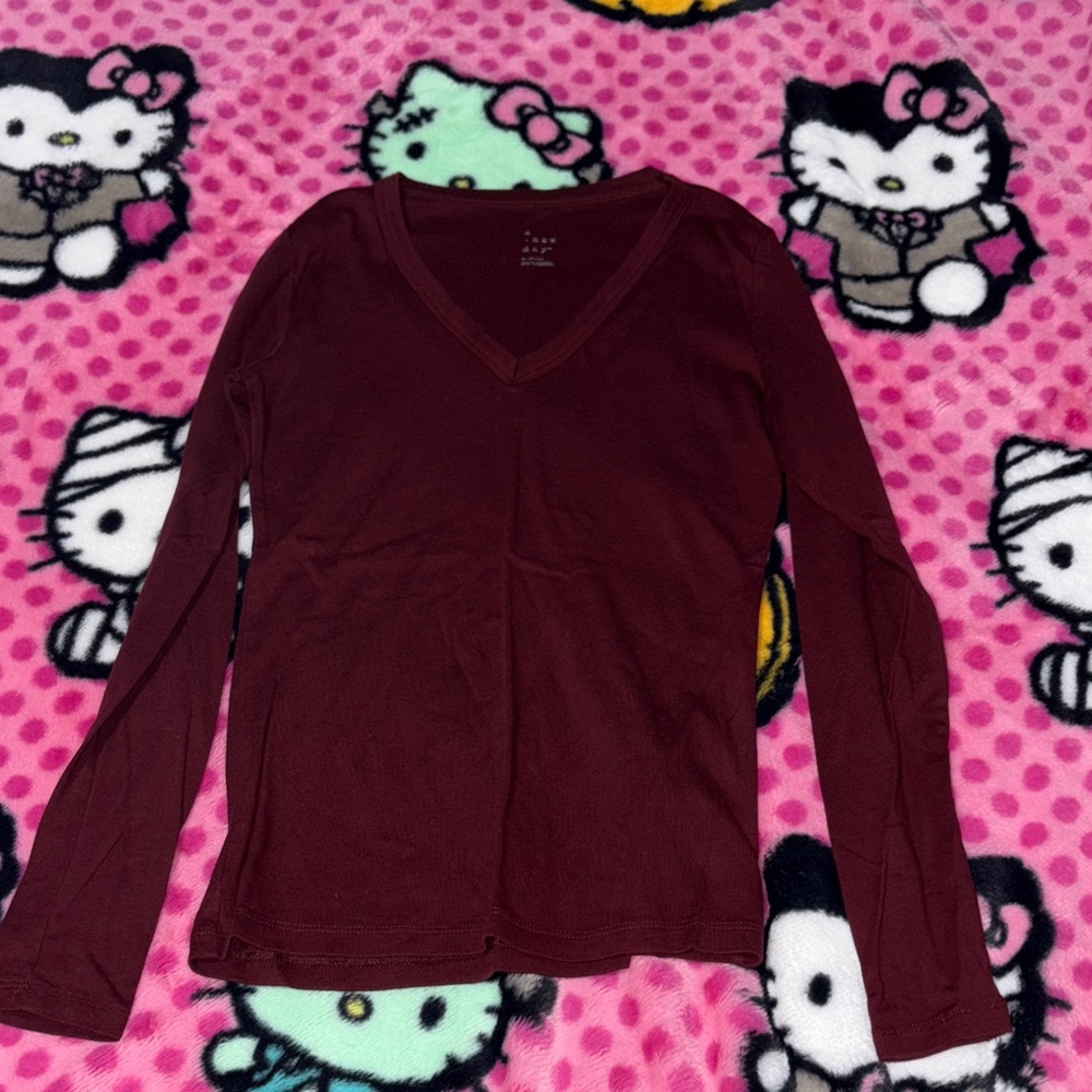 a new day Maroon V-Neck Top